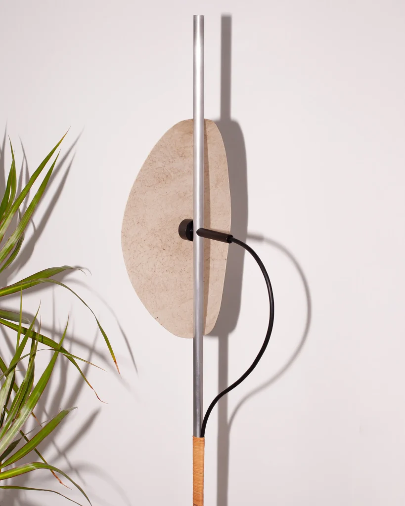 Deas Floor Lamp In Aluminum And Rattan — 13