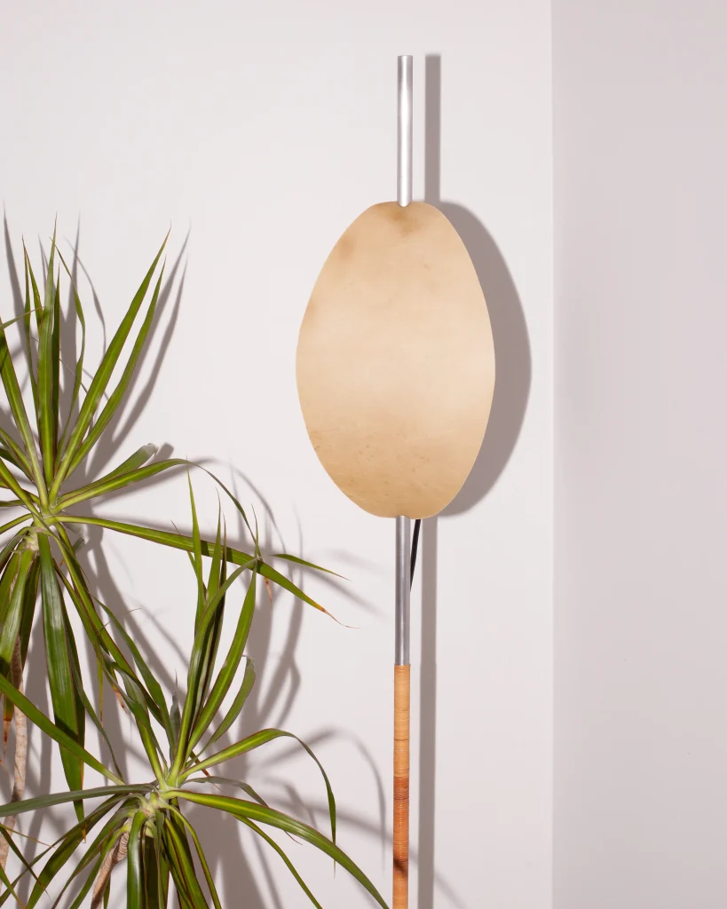 Deas Floor Lamp In Aluminum And Rattan — 14