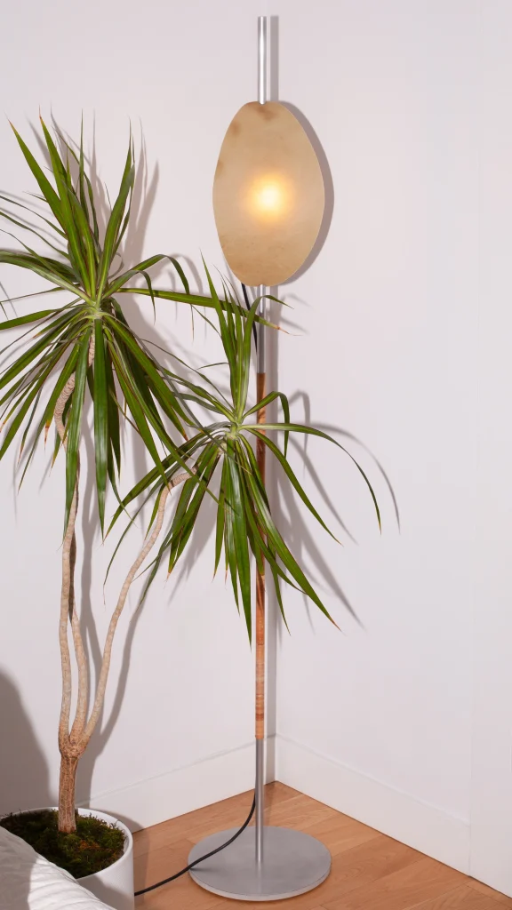Deas Floor Lamp In Aluminum And Rattan — 15