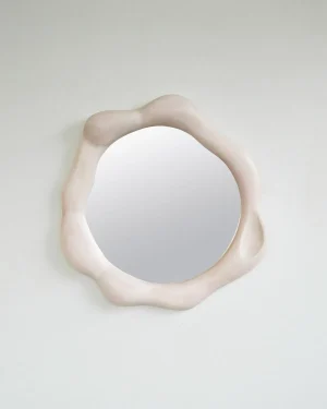 Sculptural Wavy Maple Wood Mirror - Painted With Wood Stain