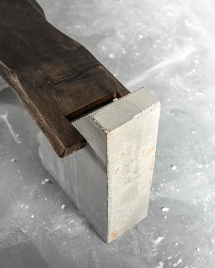 [fragment] Antique Wood And Concrete Bench — 4