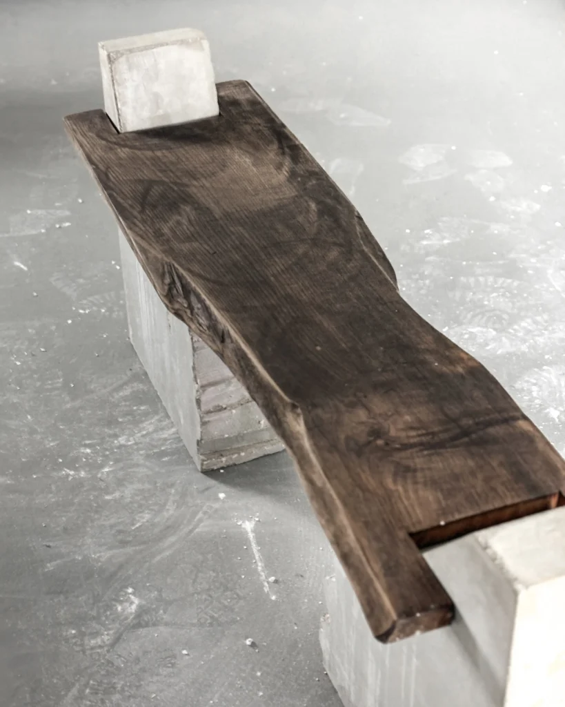 [fragment] Antique Wood And Concrete Bench — 5
