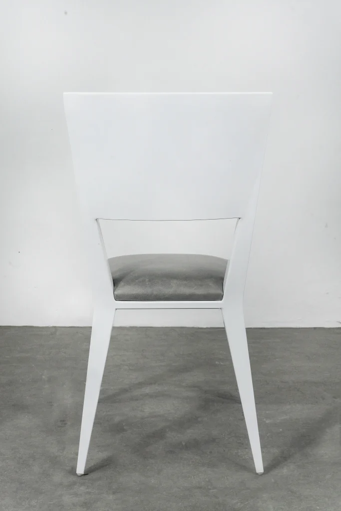 Rodelio Bianco Chair - Lacquered Metal And Leather Chair — 3