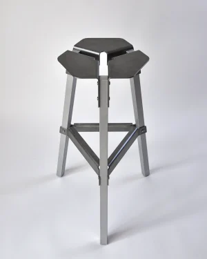 Trinity300 High Stool - Matte Stainless Steel & Aluminium
