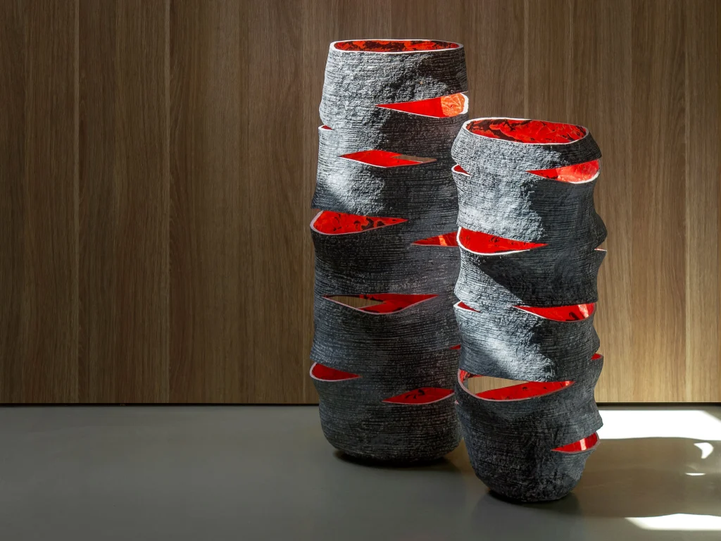 Solid Black Stone High Candle Lantern - Ember Series In Cast Stone By Donatas Zukauskas — 2
