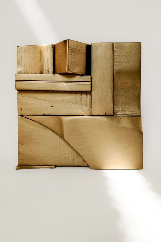 Antique Gold Wood Collage Panel – Randomly Composed — 5