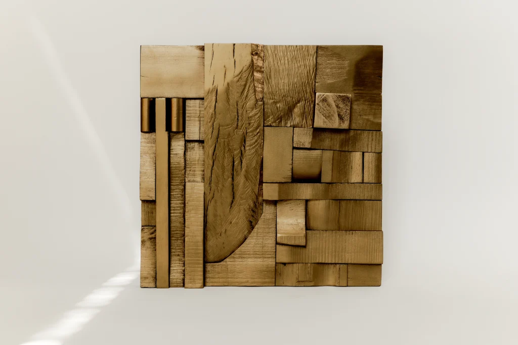 Antique Gold Wood Collage Panel – Randomly Composed — 7