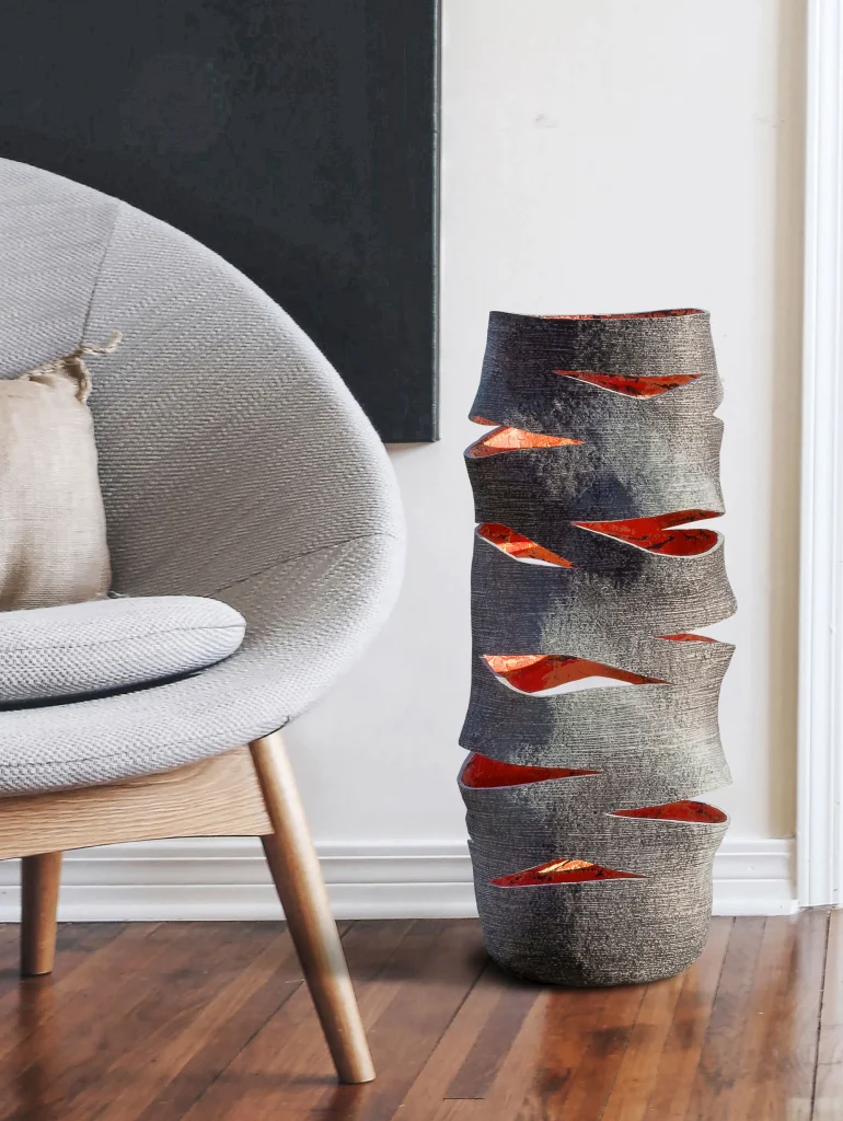 Solid Black Stone High Candle Lantern - Ember Series In Cast Stone By Donatas Zukauskas — 5