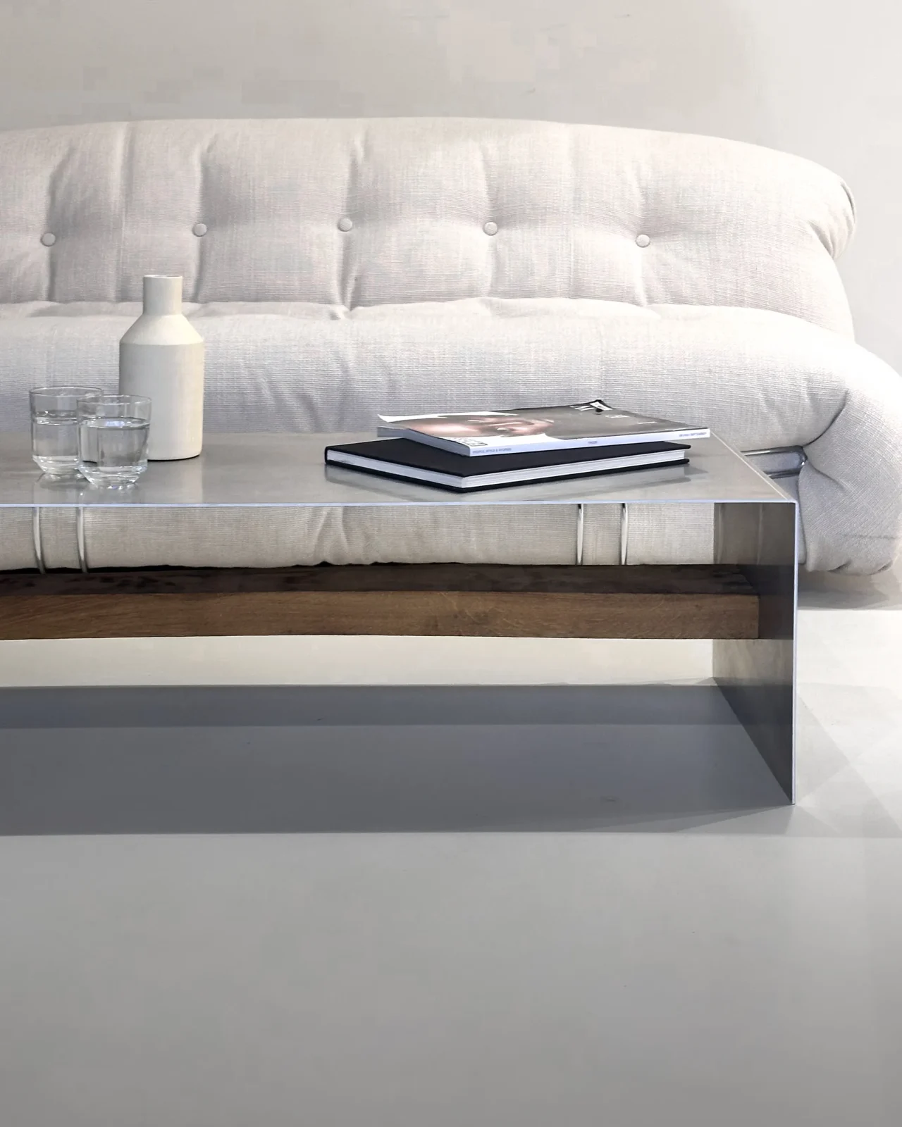 Matted aluminum coffee table by case studios
