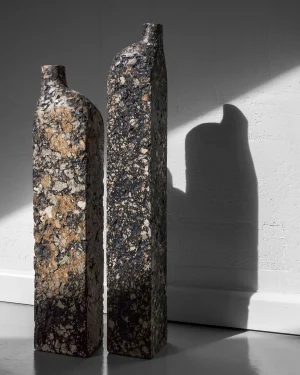 Block Sculptural Vase — Black Brutalist Interior Object