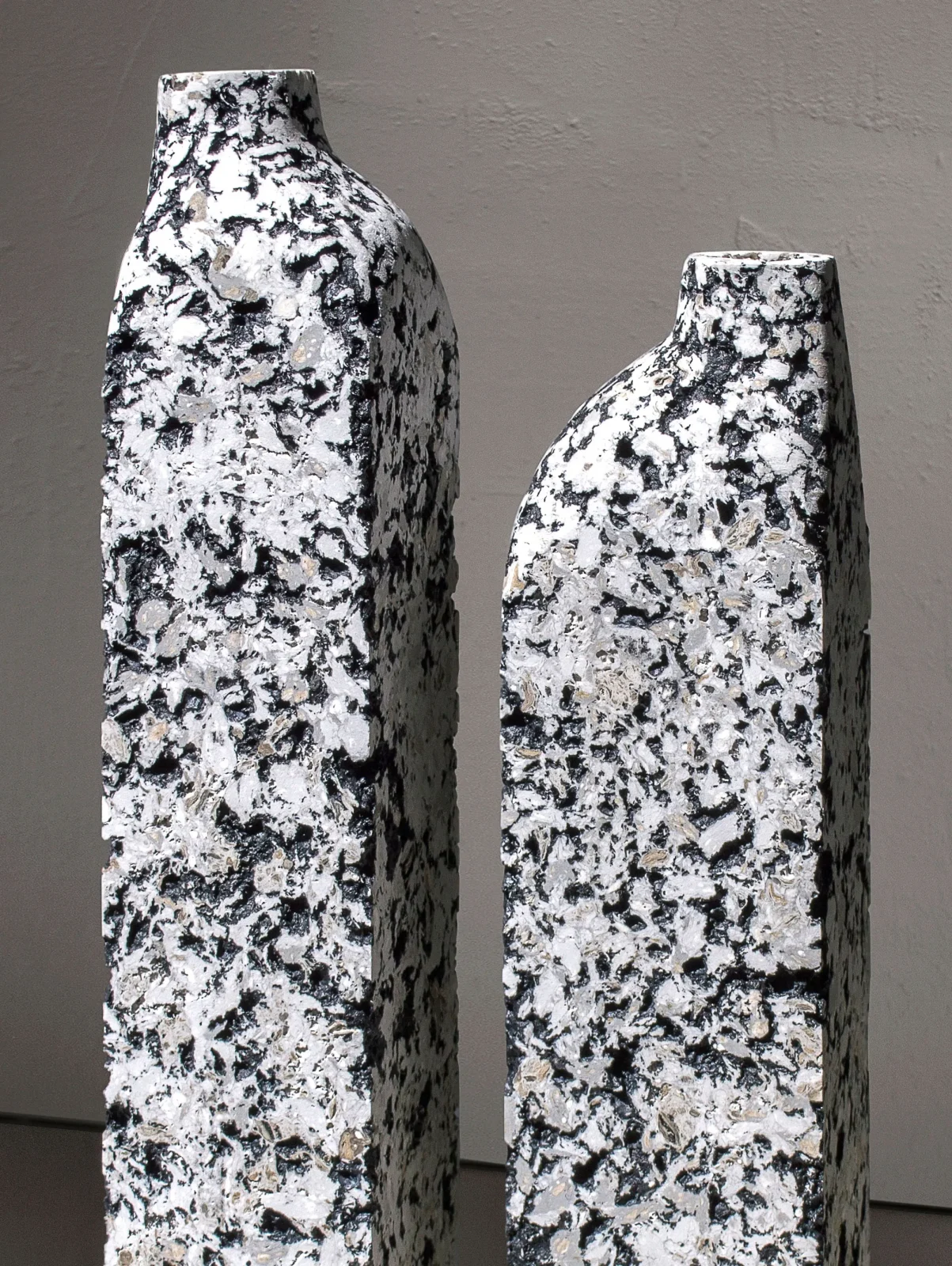 Solid White Stone Set Vase - Block Series In Cast Stone By Donatas Zukauskas — 3