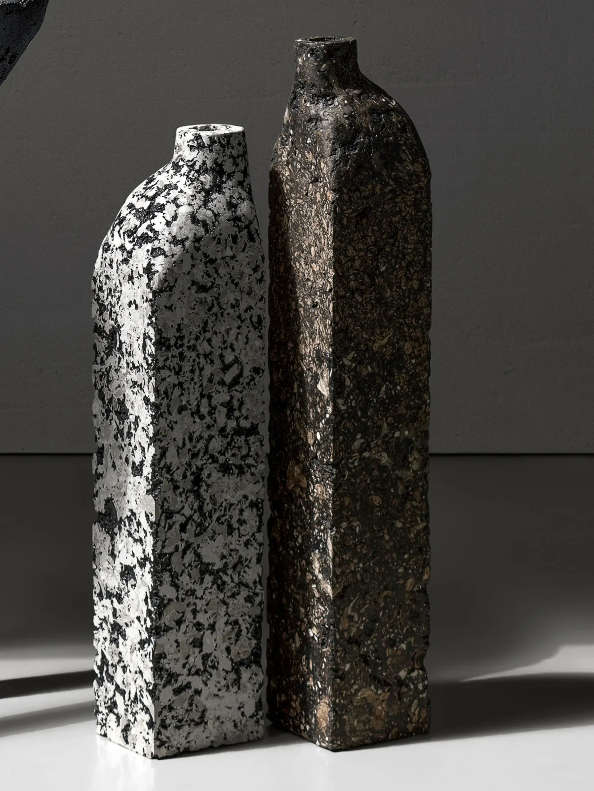 Solid White Stone Set Vase - Block Series In Cast Stone By Donatas Zukauskas — 6