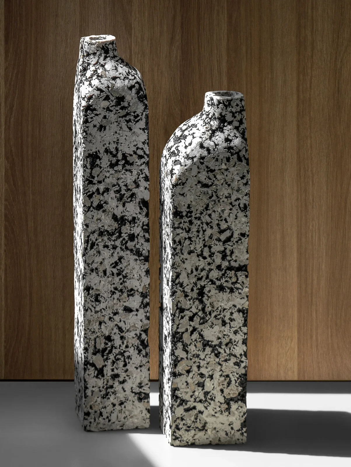 Solid White Stone Set Vase - Block Series In Cast Stone By Donatas Zukauskas — 8