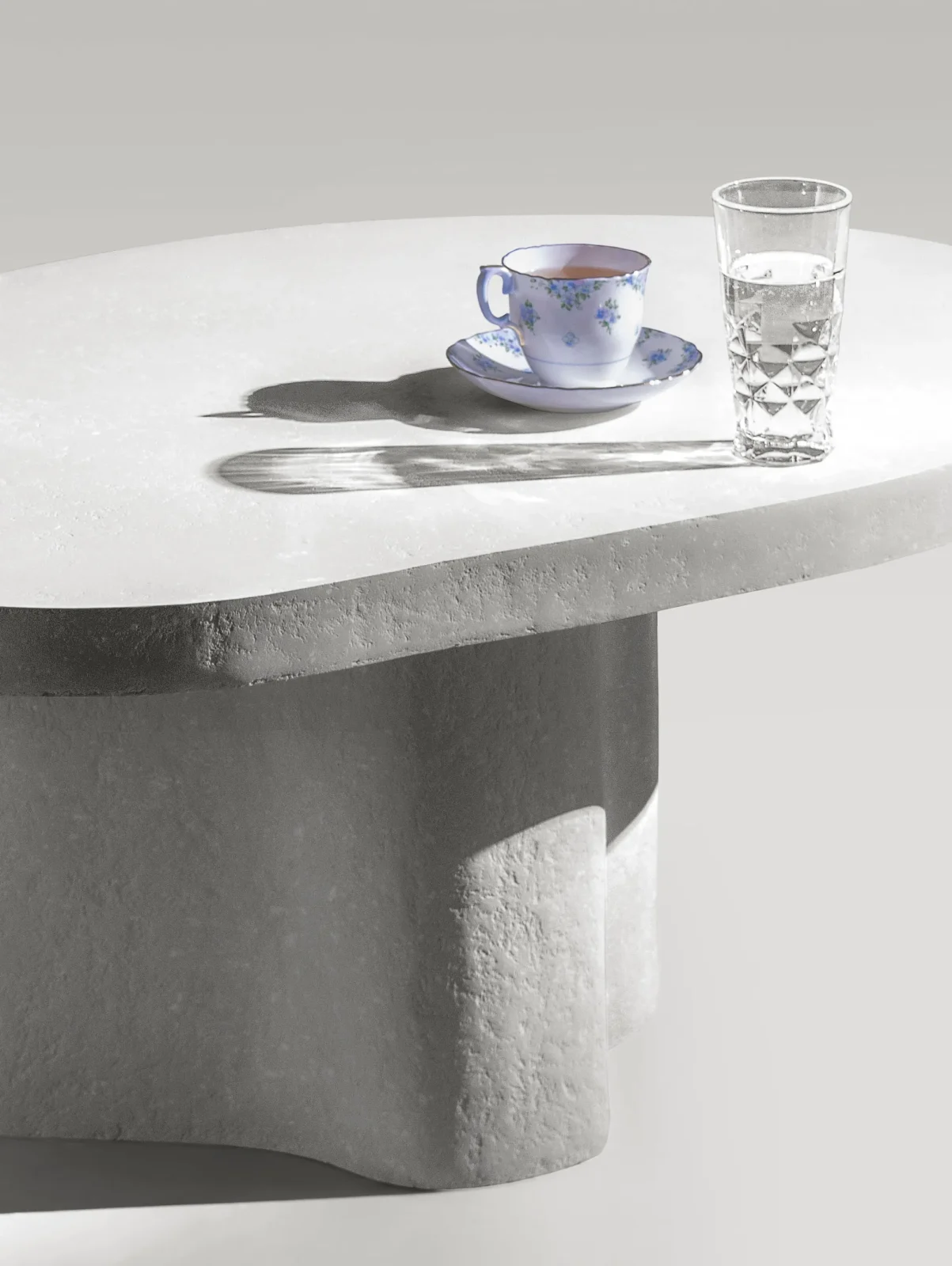 Solid White Stone Coffee Table - Plinth Series In Cast Stone By Donatas Zukauskas — 2