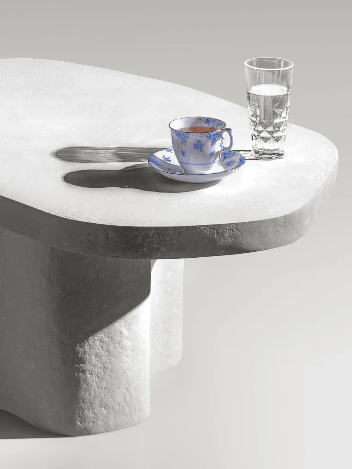 Solid White Stone Coffee Table - Plinth Series In Cast Stone By Donatas Zukauskas — 4