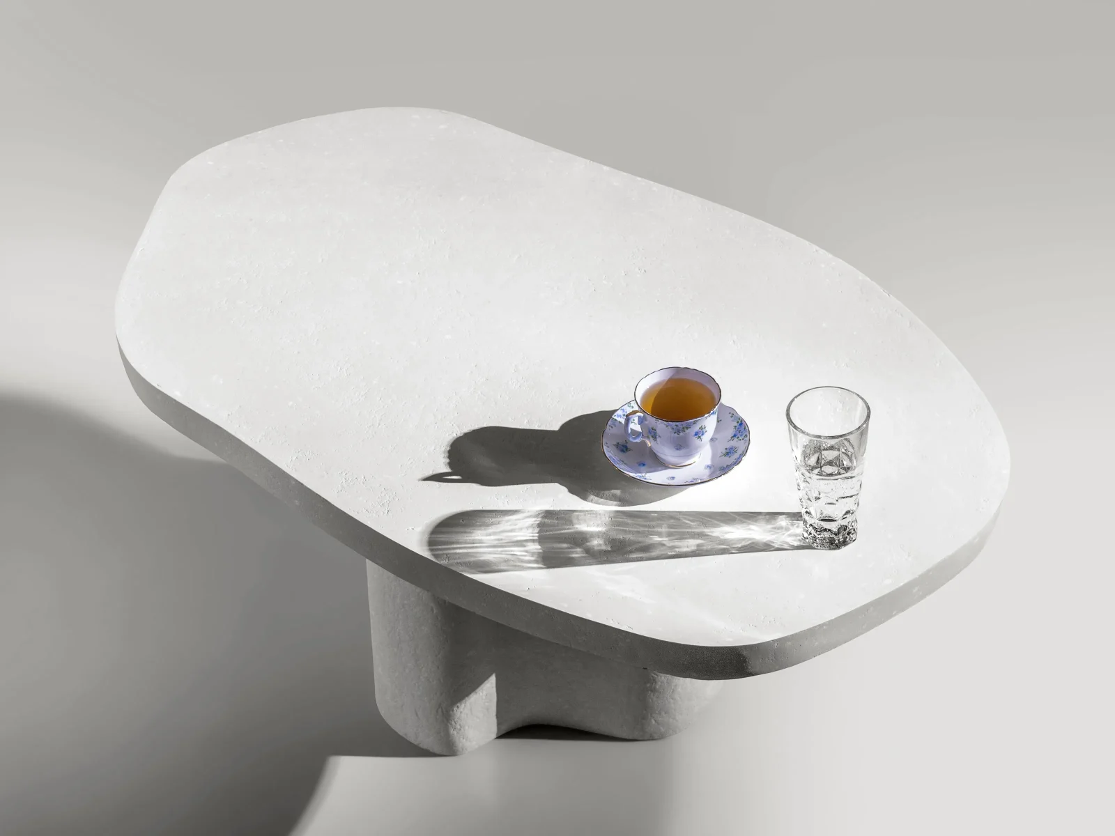 Solid White Stone Coffee Table - Plinth Series In Cast Stone By Donatas Zukauskas — 5