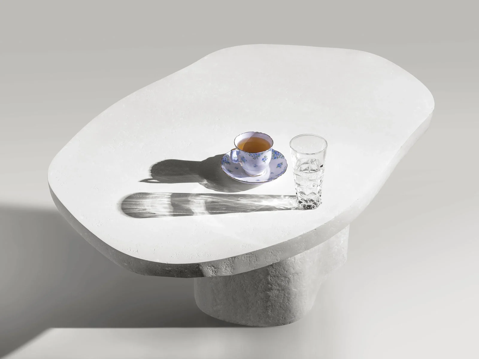 Solid White Stone Coffee Table - Plinth Series In Cast Stone By Donatas Zukauskas — 7