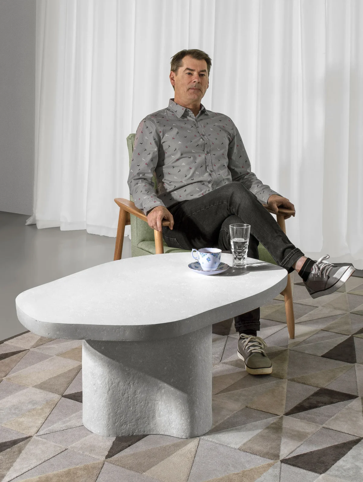 Solid White Stone Coffee Table - Plinth Series In Cast Stone By Donatas Zukauskas — 10