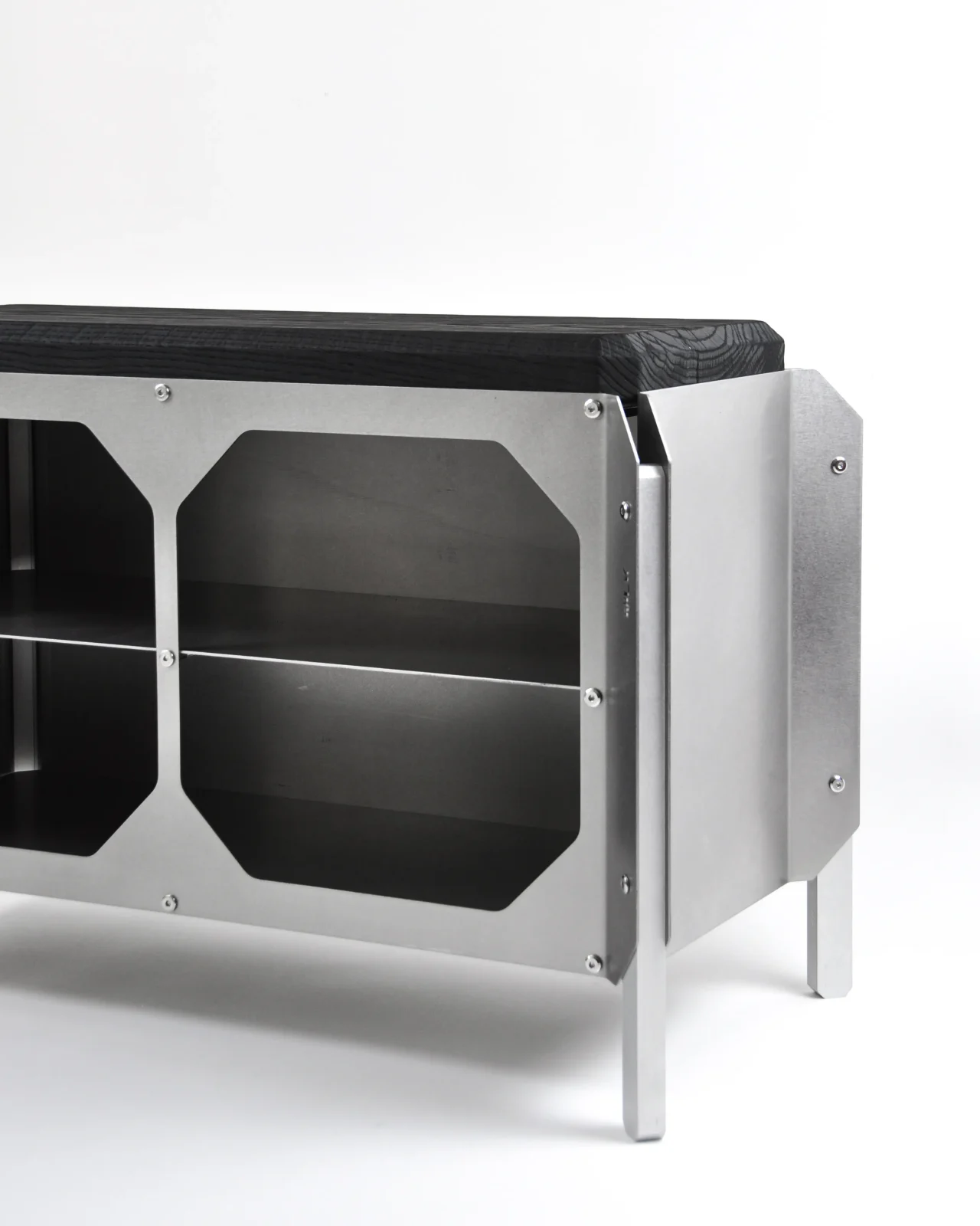Jnk330 Console - Matte Stainless Steel / Ebonized Oak Wood — 4