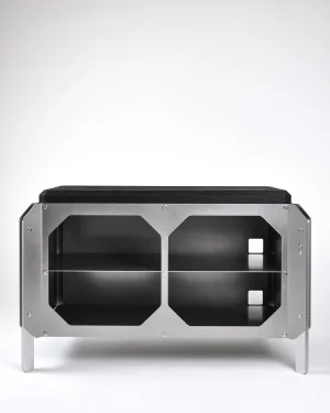 Jnk330 Console - Matte Stainless Steel / Ebonized Oak Wood