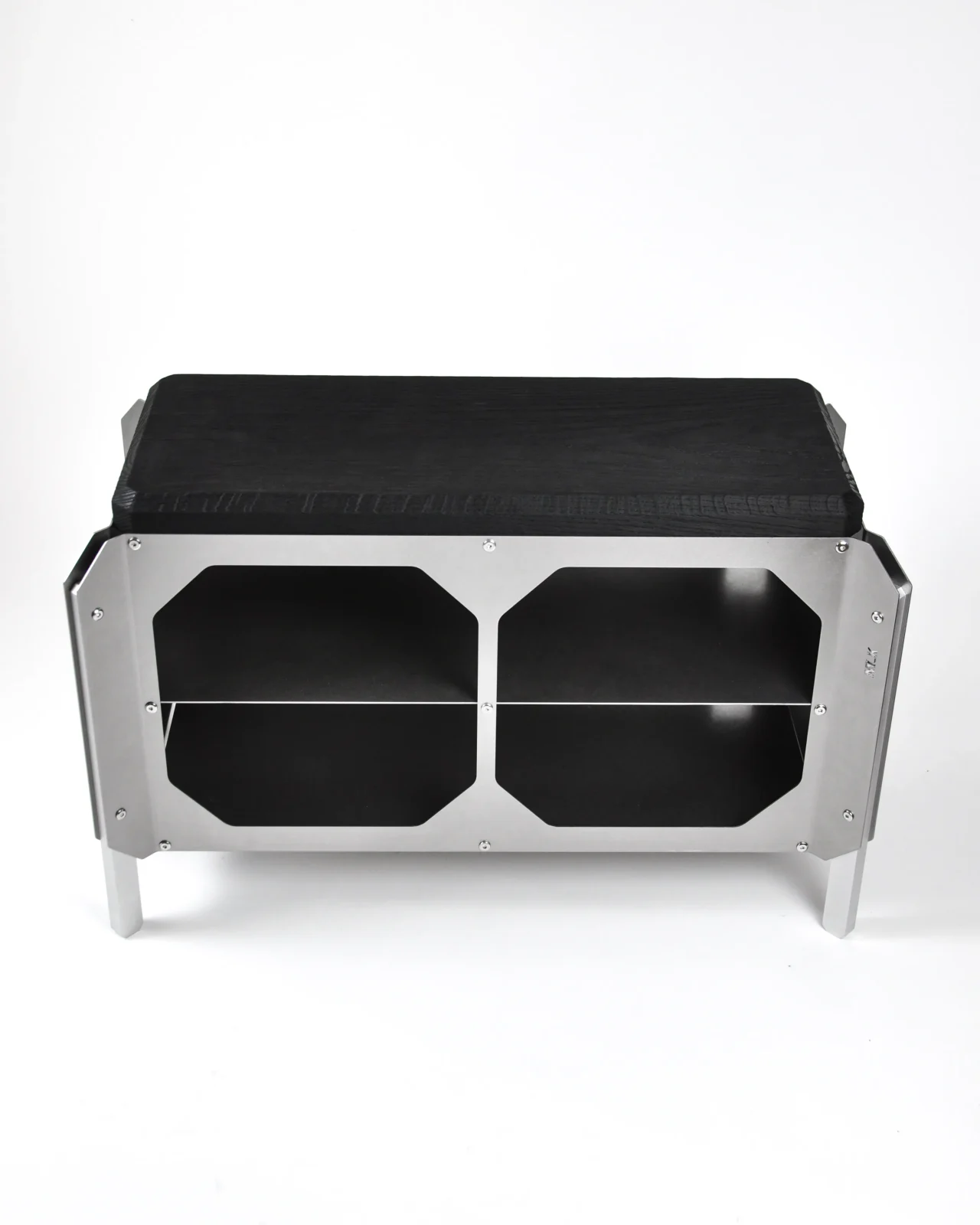 Jnk330 Console - Matte Stainless Steel / Ebonized Oak Wood — 8