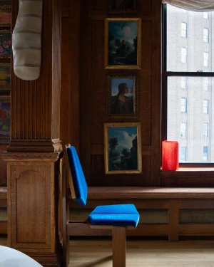 Brutalist Chair - Blue Velvet Upholstery