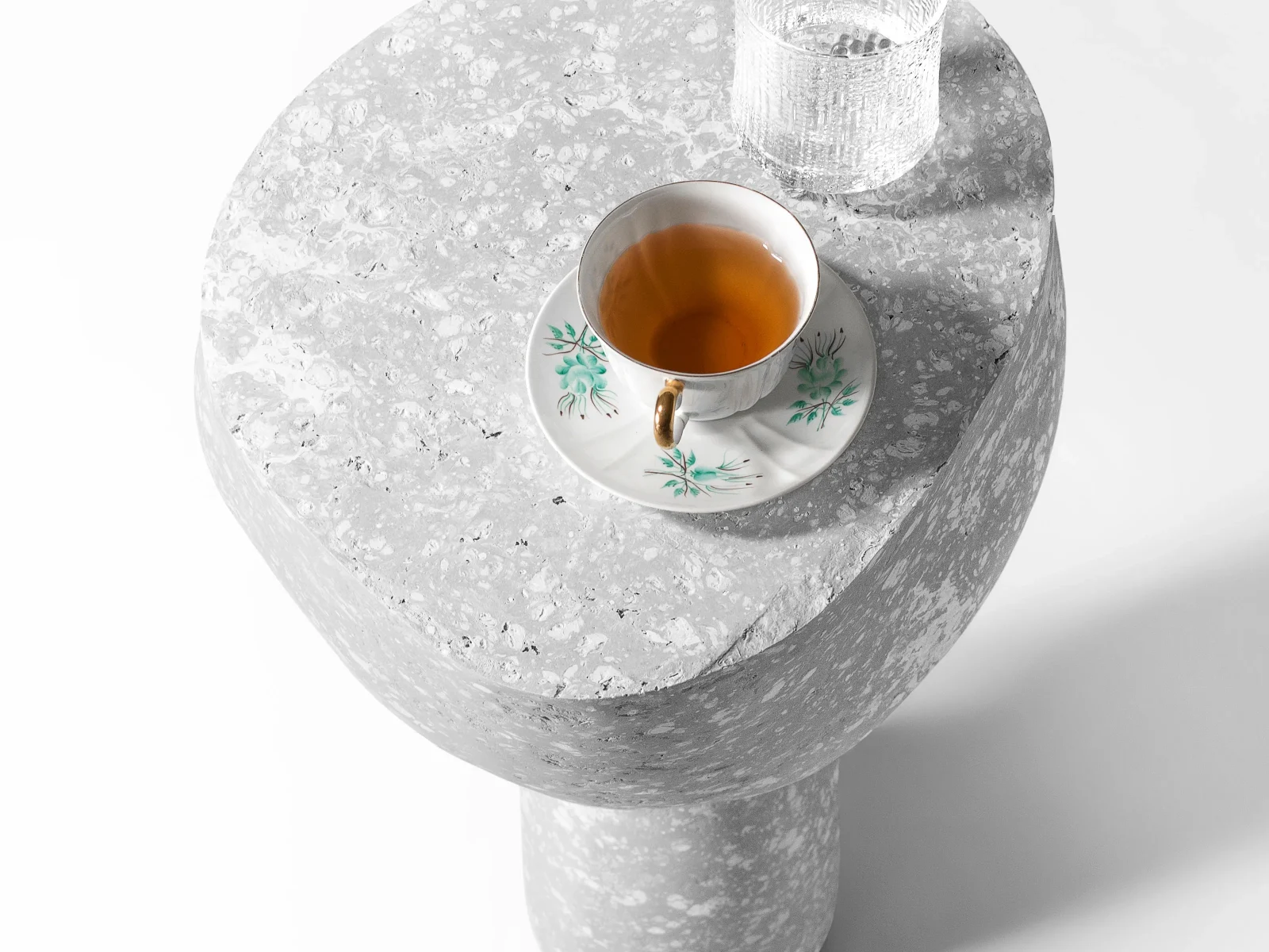 Solid White Stone Side Table - Plinth Series In Cast Stone By Donatas Zukauskas — 5