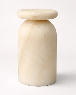 Cult Stool - Sculptural Side Table In White Onyx