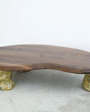 Sculptural Coffee Table - Walnut & Glazed Ceramic