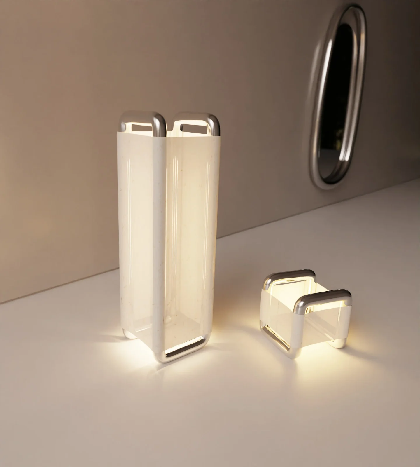 "xoria" Floor Lamp in Chrome and Linen — 2