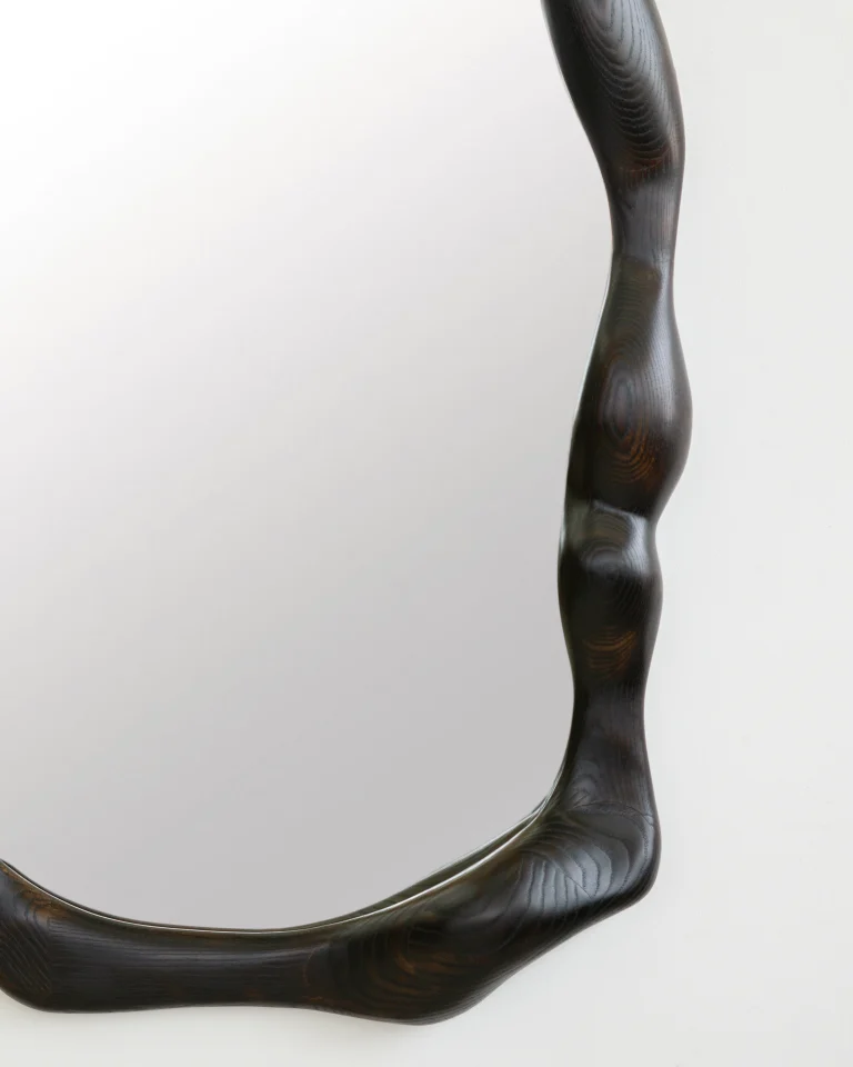 Sculptural Mirror In Charred Oak — 5