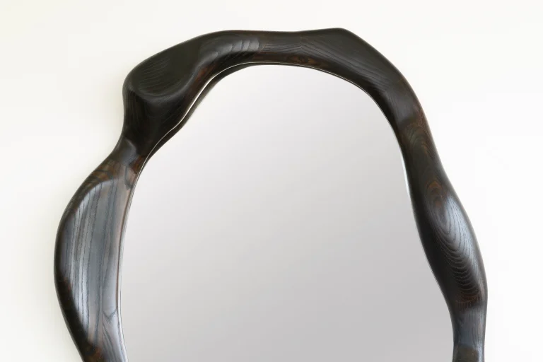 Sculptural Mirror In Charred Oak — 7