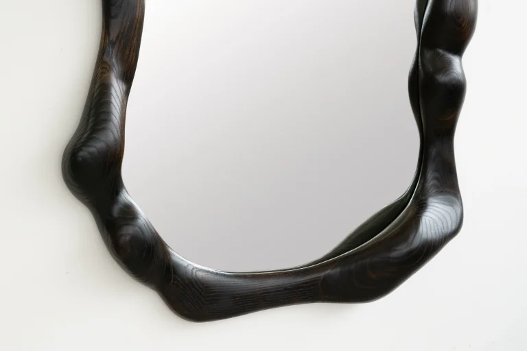 Sculptural Mirror In Charred Oak — 6