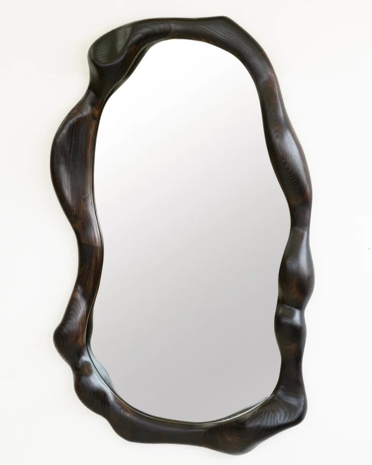 Sculptural Mirror In Charred Oak — 4