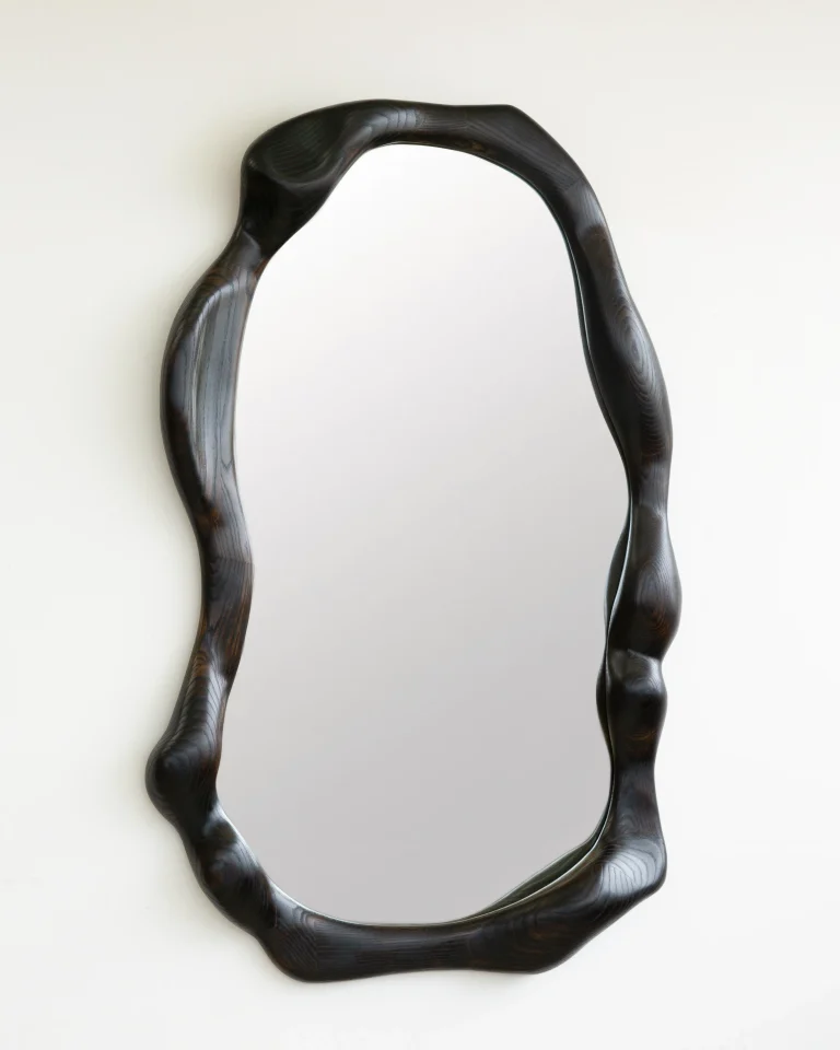 Sculptural Mirror In Charred Oak — 3