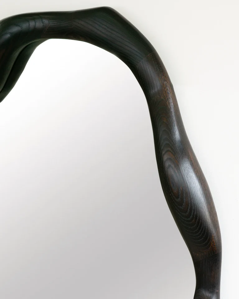 Sculptural Mirror In Charred Oak — 8