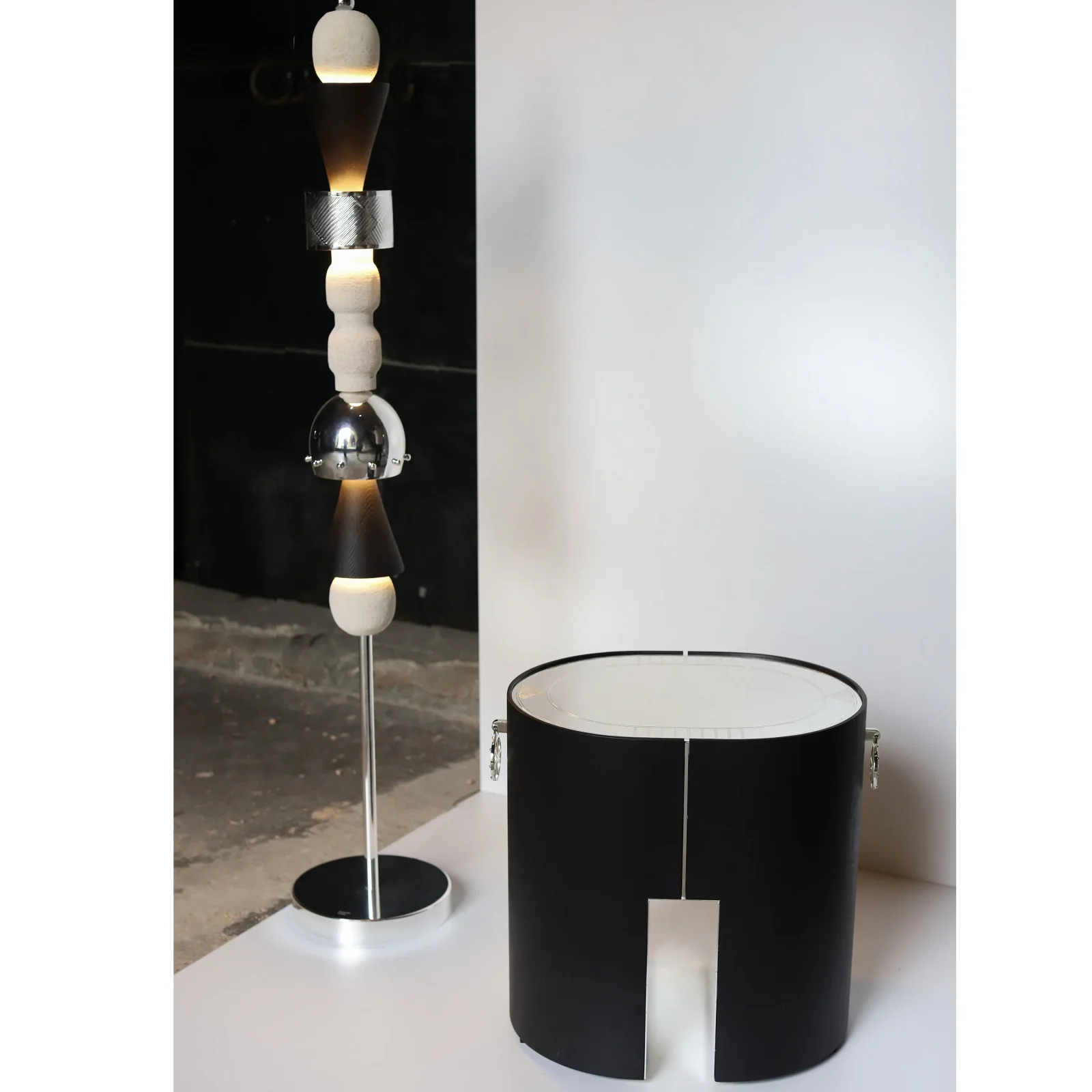 Arinna Floor Lamp In Mardin Stone And Silver-plated Brass — 6