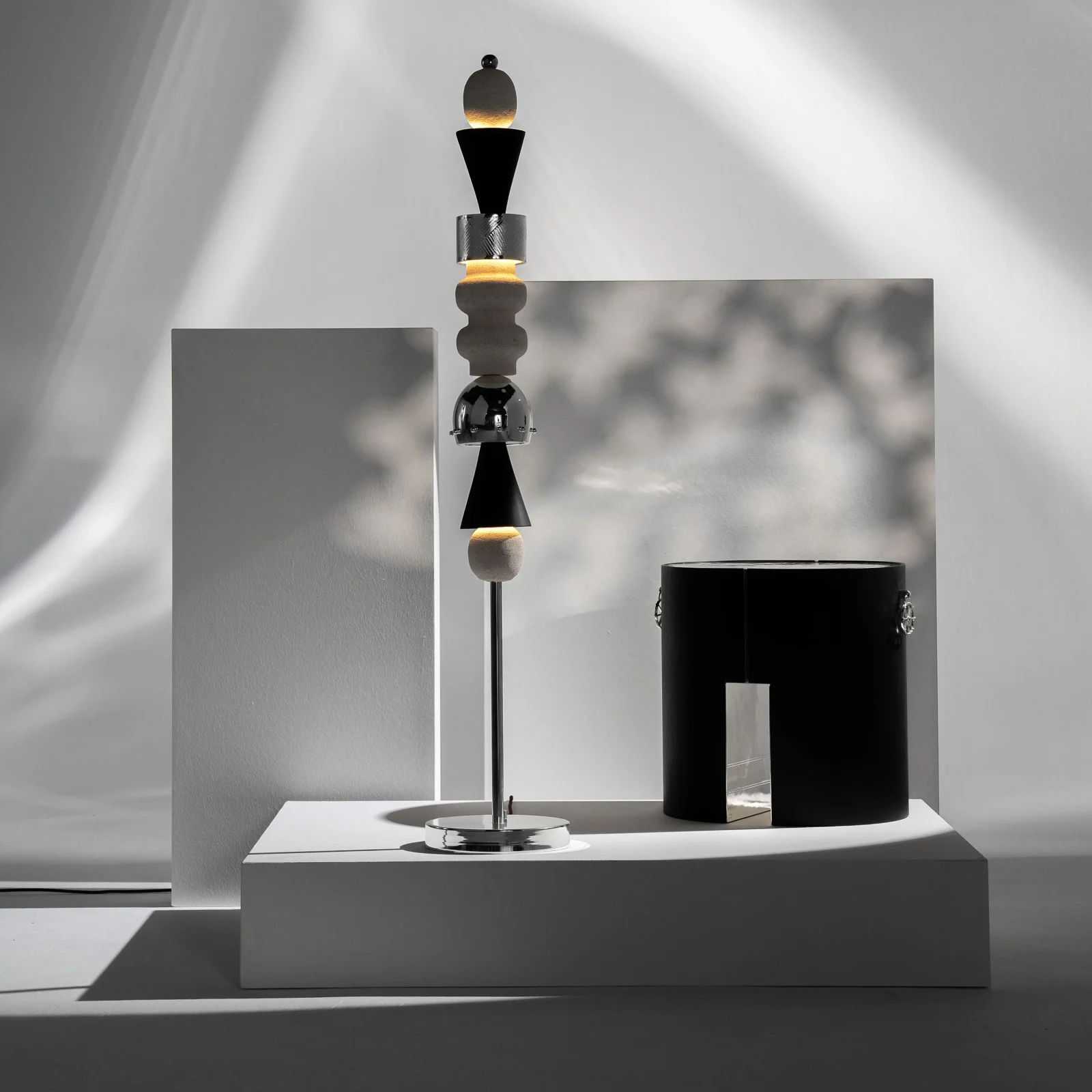 Arinna Floor Lamp In Mardin Stone And Silver-plated Brass — 5