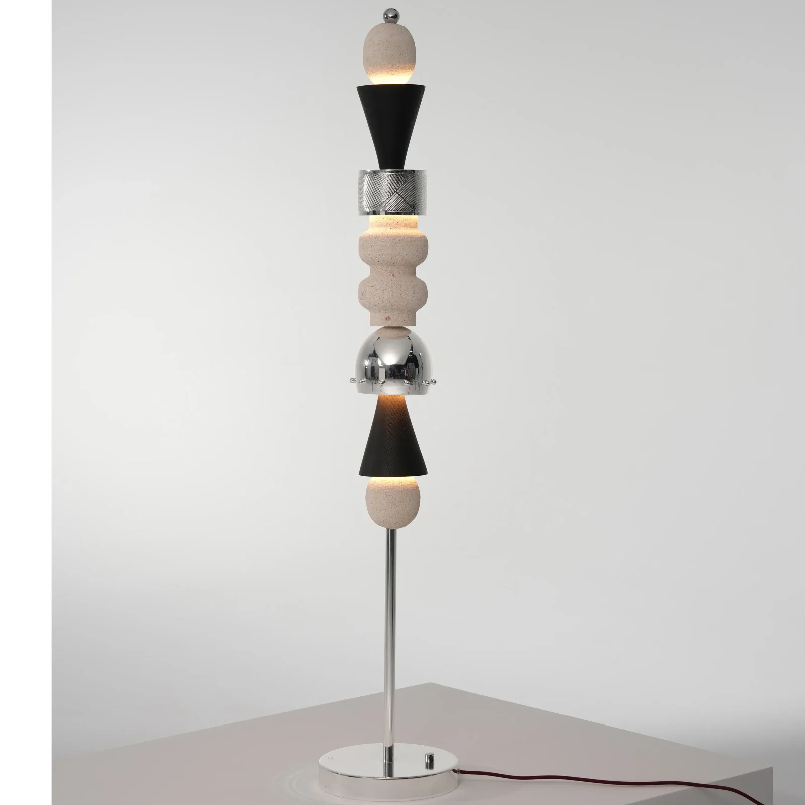 Arinna Floor Lamp In Mardin Stone And Silver-plated Brass — 4
