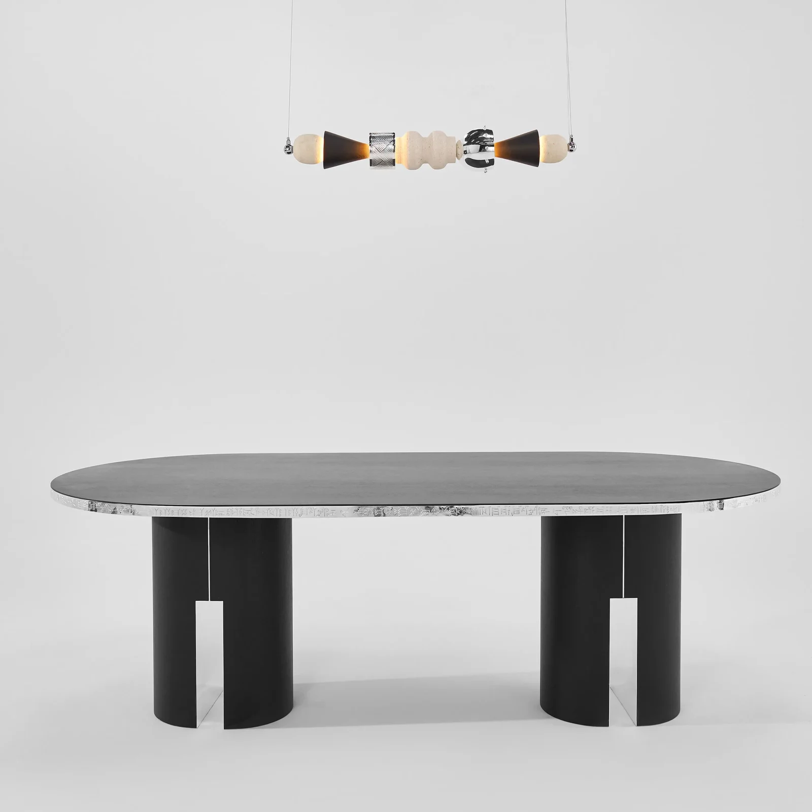 Arinna Pendant Lamp In Oak, Stone And Brass — 3
