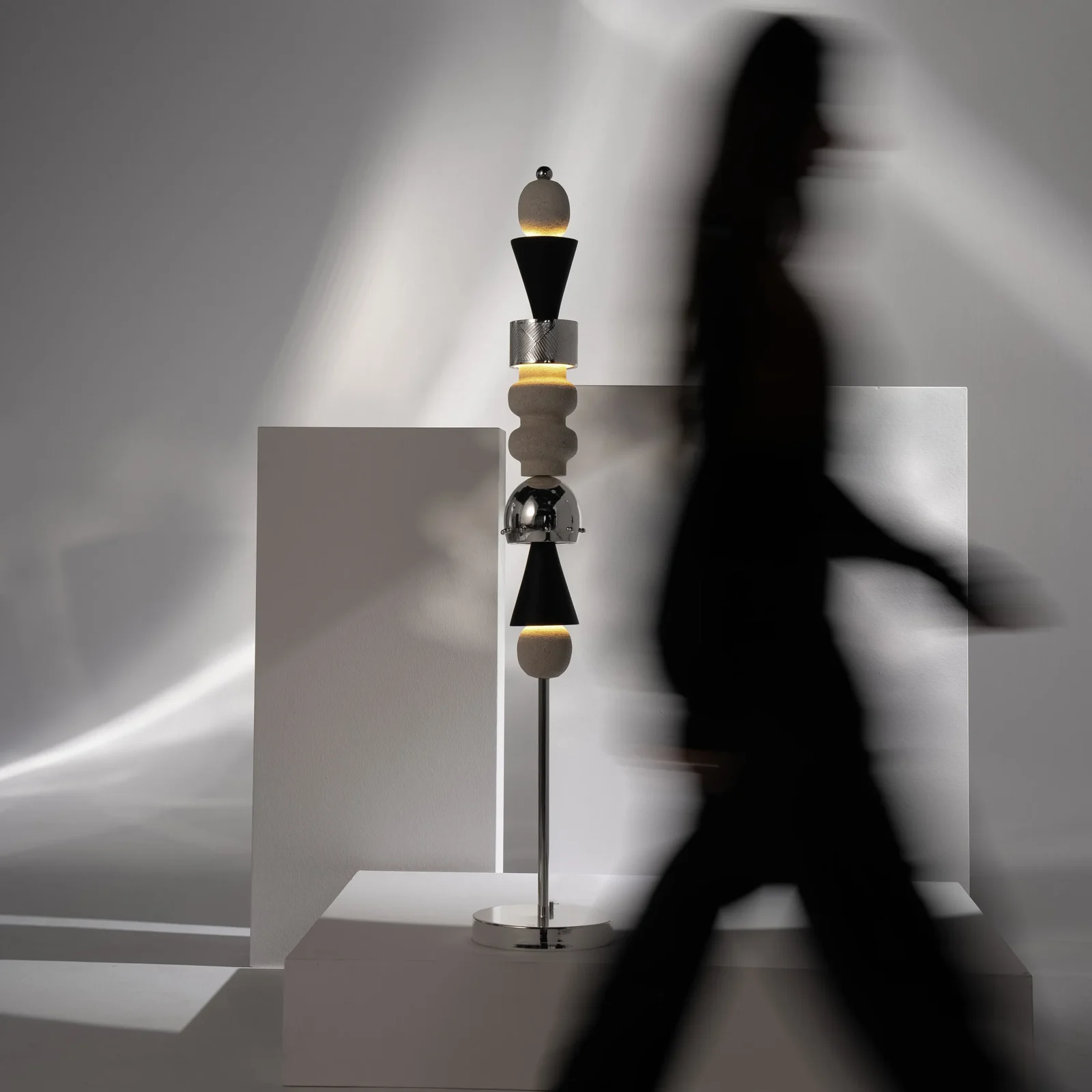 Arinna Floor Lamp In Mardin Stone And Silver-plated Brass — 2