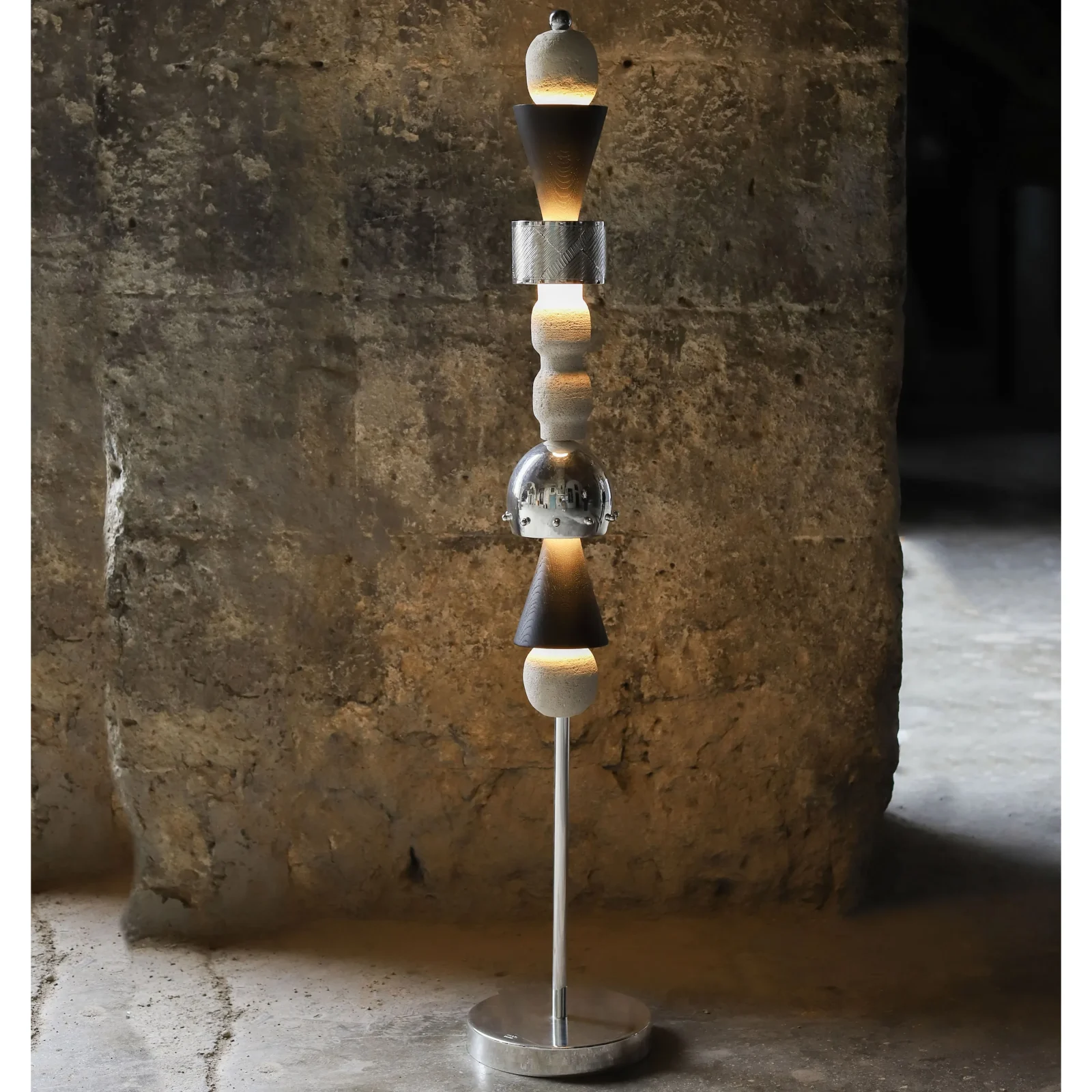 Arinna Floor Lamp In Mardin Stone And Silver-plated Brass — 8