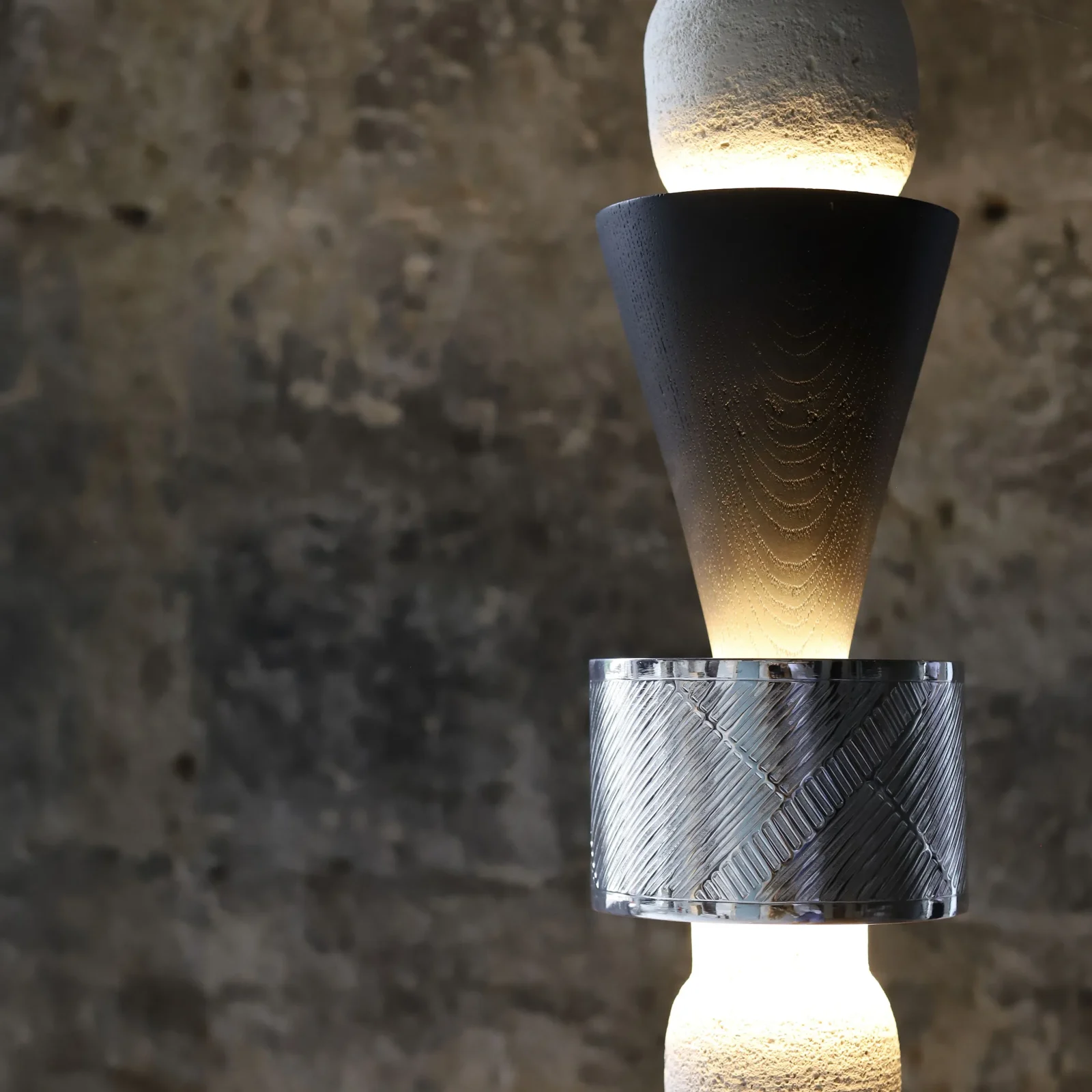 Arinna Floor Lamp In Mardin Stone And Silver-plated Brass — 7