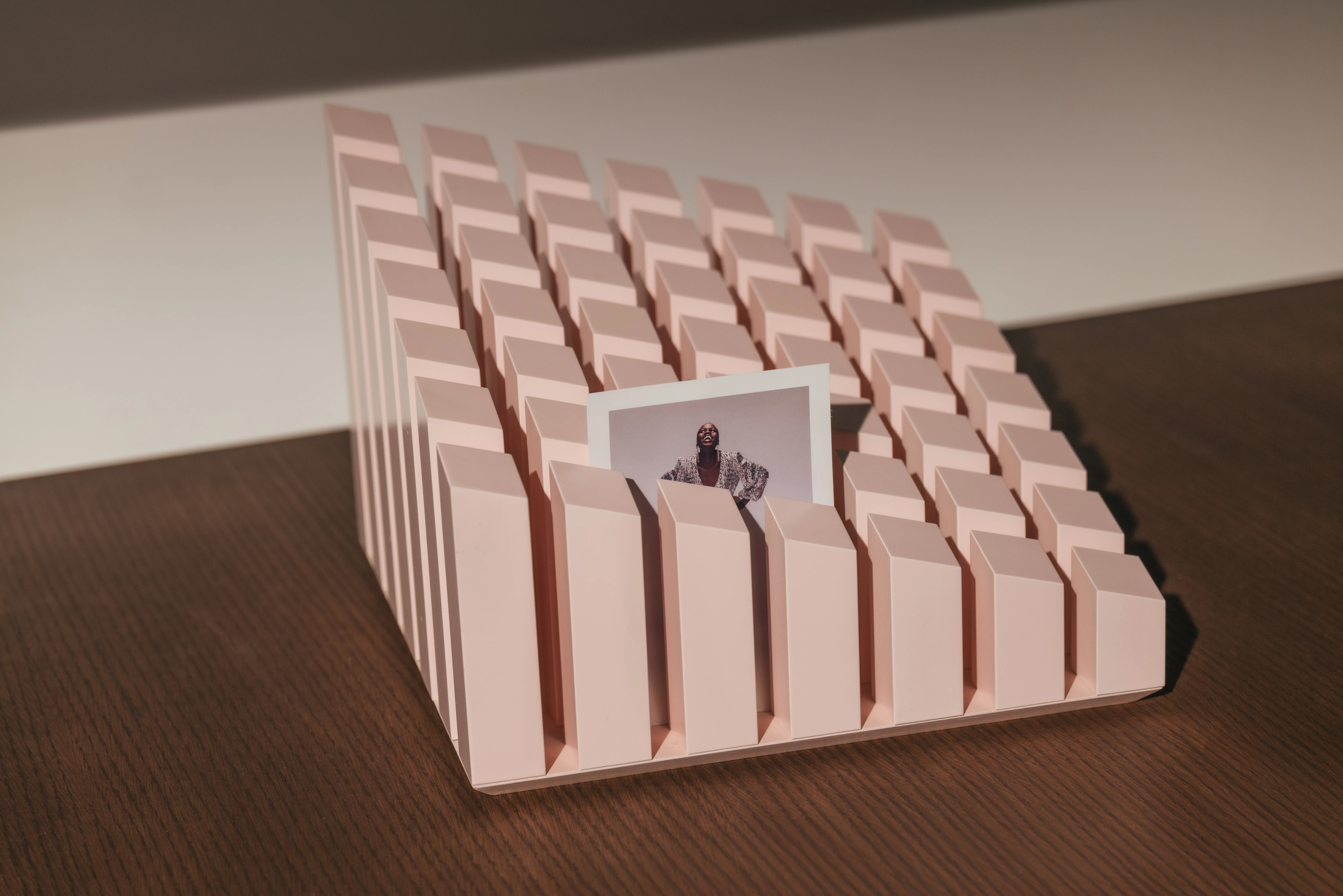 50 pink edition sculptural magazine holder by Malvin Gaborit