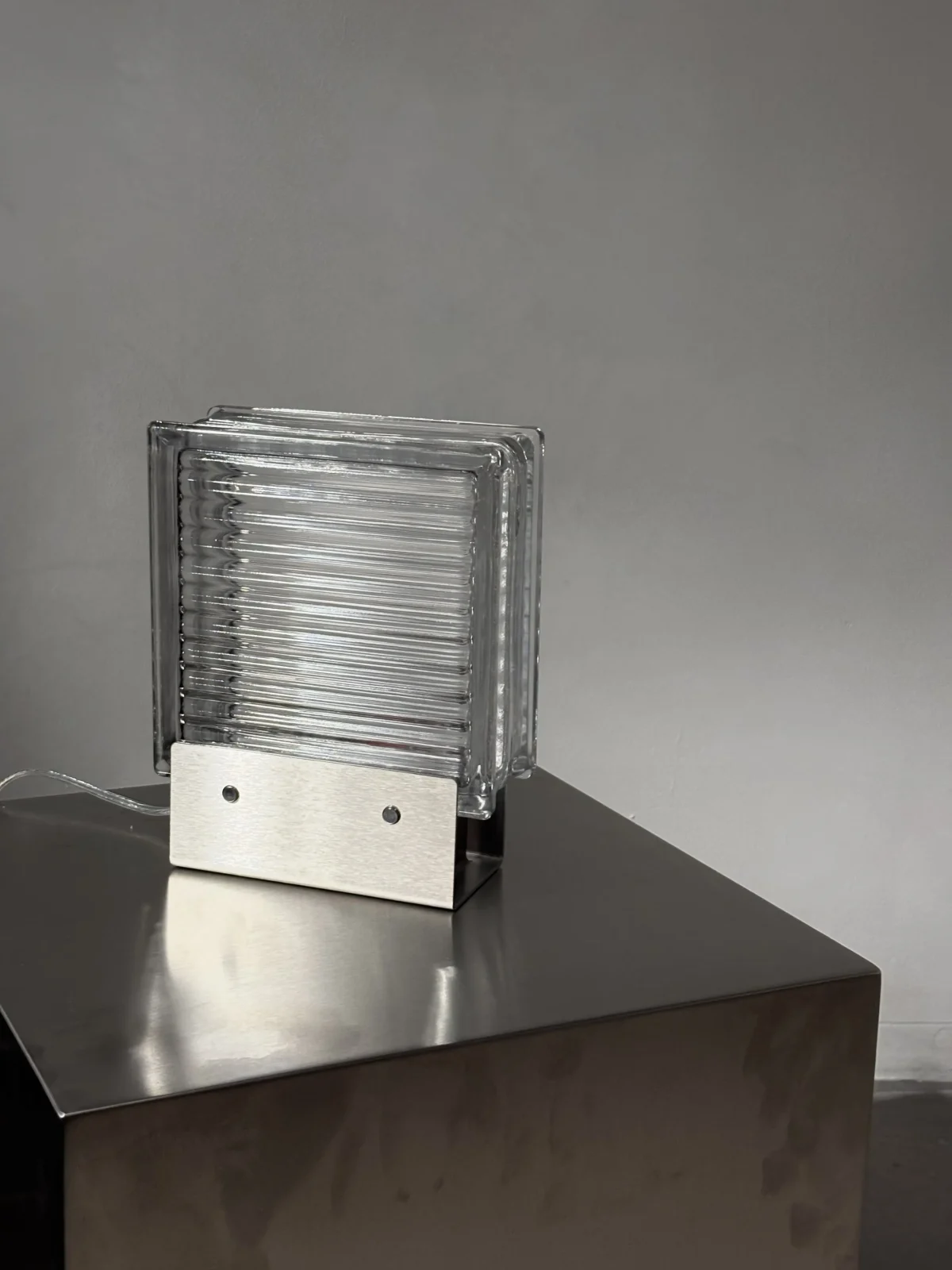 Gbl - 02 Table Lamp in Glass Block and Stainless Steel — 3