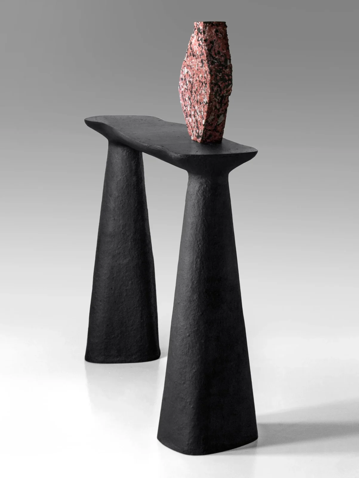 Solid Black Stone Console Table - Toki Series In Cast Stone By Donatas Zukauskas — 3