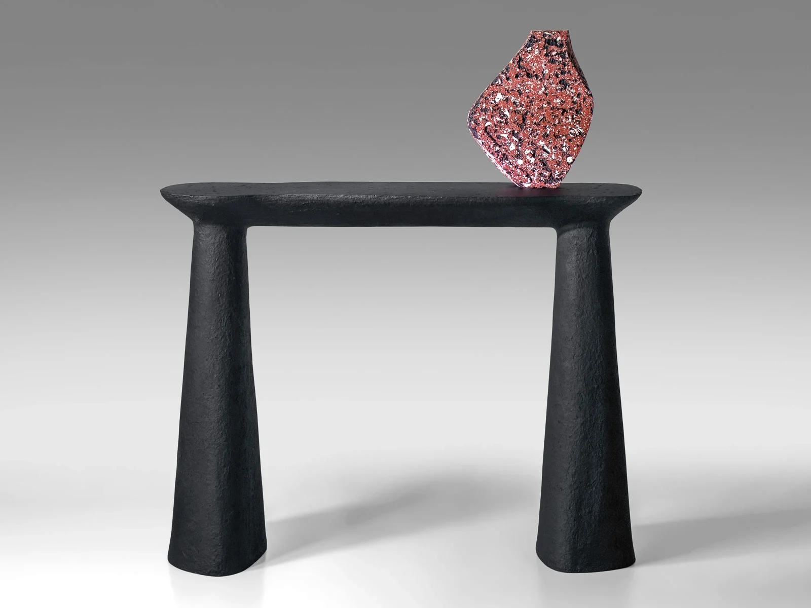 Solid Black Stone Console Table - Toki Series In Cast Stone By Donatas Zukauskas — 2