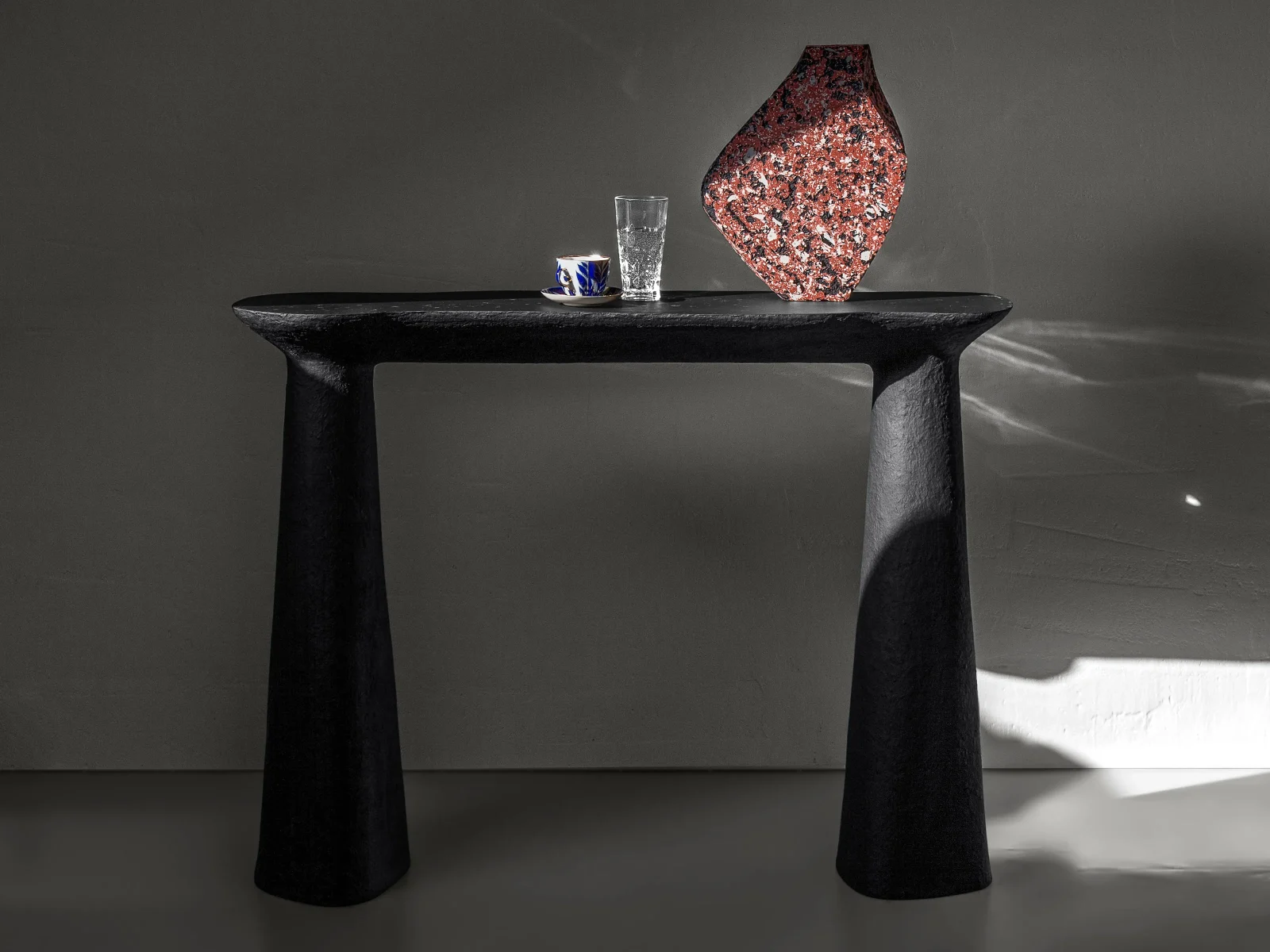 Solid Black Stone Console Table - Toki Series In Cast Stone By Donatas Zukauskas — 4