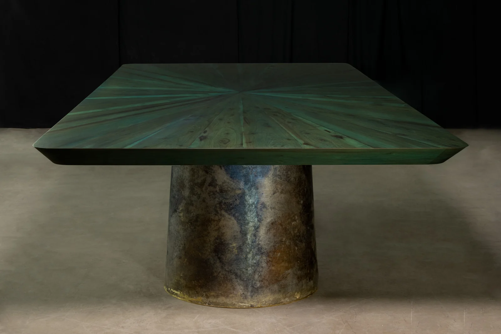 Cast Bronze and Wood Twin-pedestal Dining Table By Costantini, Benone Indigo — 4
