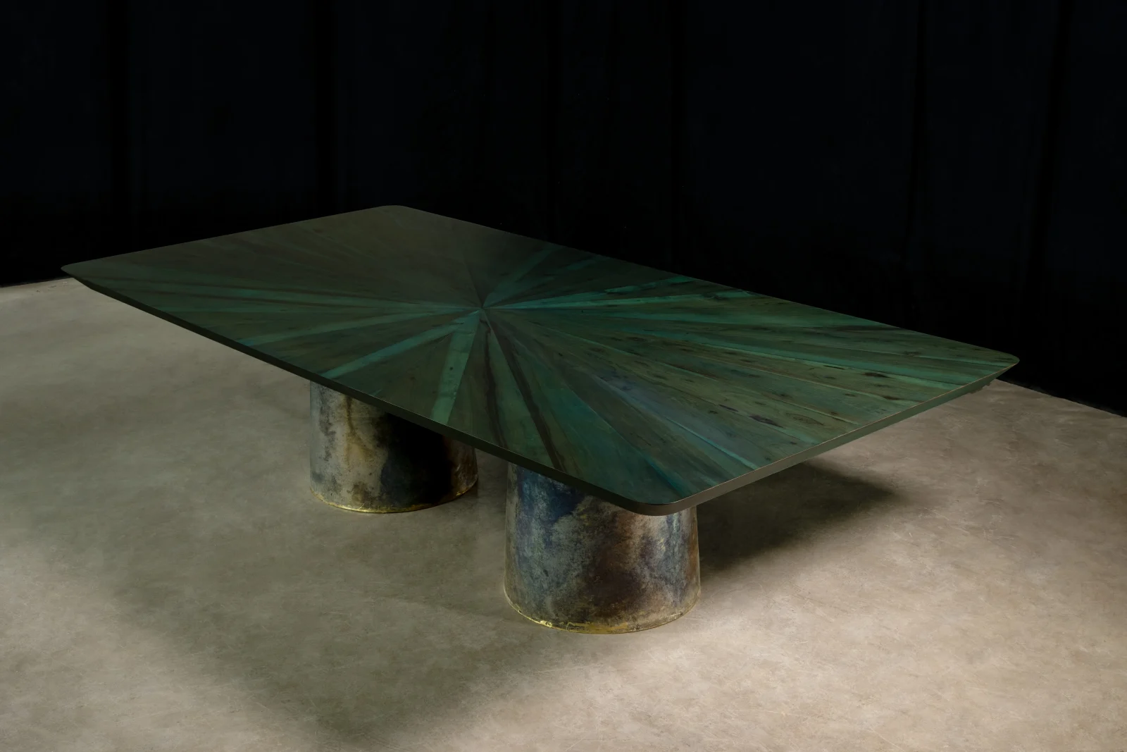 Cast Bronze and Wood Twin-pedestal Dining Table By Costantini, Benone Indigo — 5